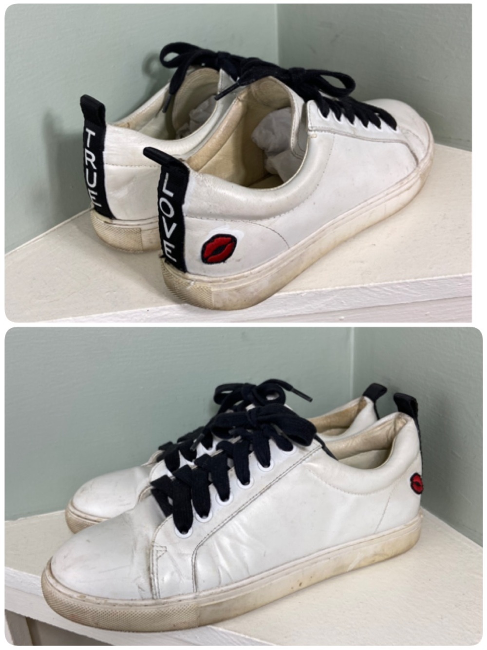 Bons Baisero de Panama x By Romance True Love Paris White Leather Sneakers 5.5